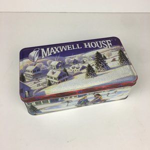 Vtg Maxwell House Coffee Holiday Xmas Winter Tin